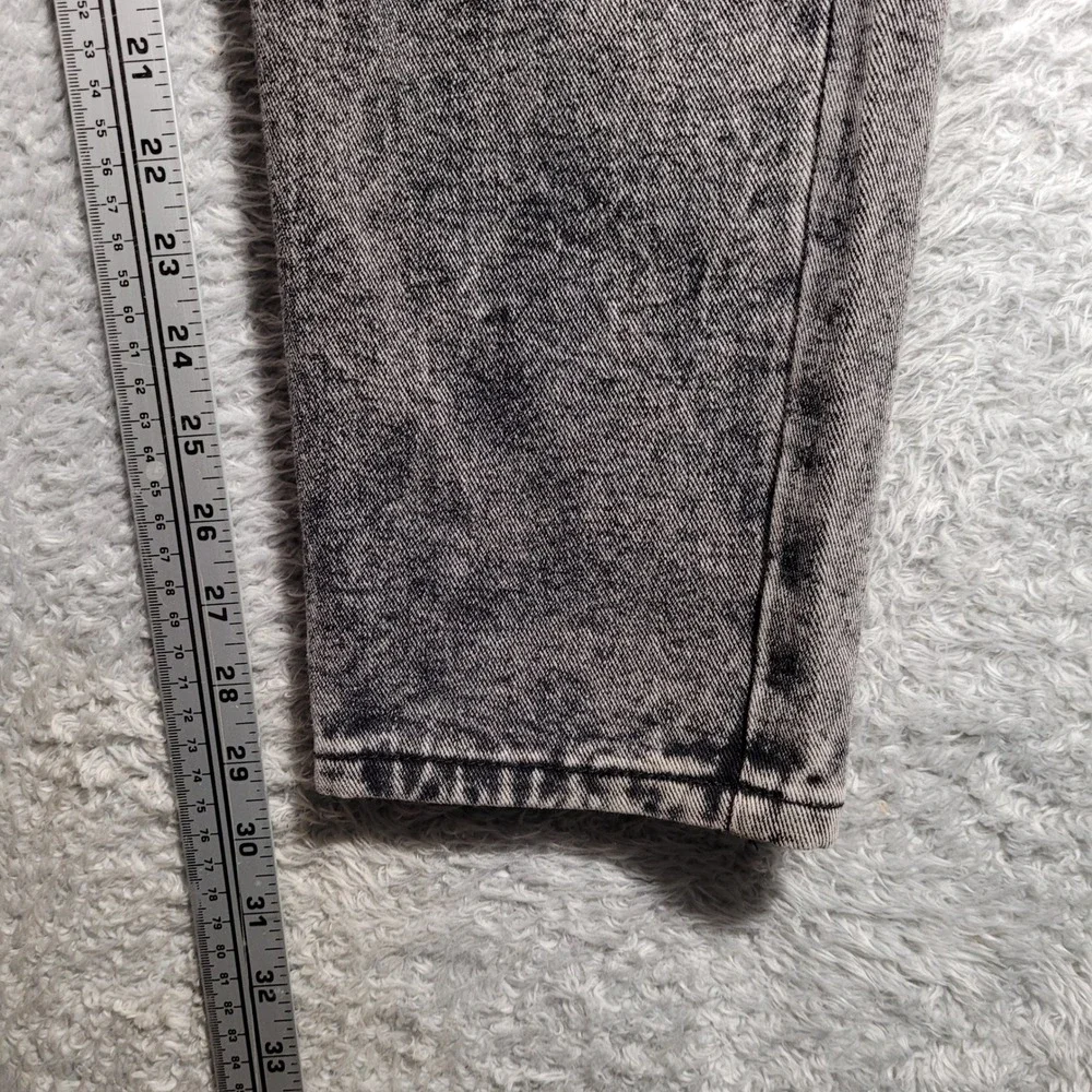 Distressed Patch Jeans Mens 28 Gray Acid Wash Graphic Tapered Denim 30x30‎